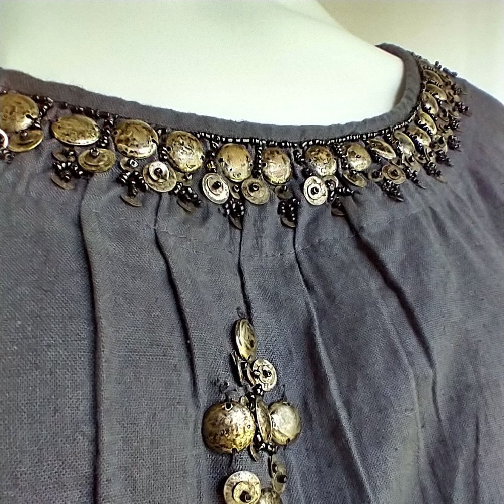 Soft Surroundings Beaded Cotton/Linen Shift Dress - 1X - Picture 7 of 10